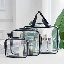 3Pcs Set Transparent Toiletry Bags, Large Capacity Travel Organizer Storage Pouch Makeup Cosmetics Bag Multifunction, Makeup Bag Beach Pool Spa Gym Bag, Large Capacity Travel Toiletries Zipper Storage Bag Classmate Gift, Bridesmaid Gift, Wedding Gift, Summer Travel, Vacation Home Bathroom Decor Makeup Organizer Bathroom Accessories Back To School