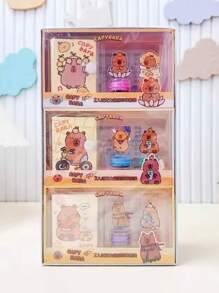 Conjunto De 3 Pcs De Capivara Carimbo De Desenho Animado Bonitinhos Com Bloco De Notas Para Escrever
