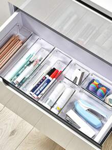 1pc Clear Drawer Makeup Organizer Box With Dividers, Cosmetic Storage Holder For Vanity Table, Perfume Organizer, Lipstick & Eyebrow Pencil Case,For Holiday Beach, Bathroom Collection, Bedroom Collection, Large Capacity