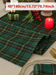 1件格子加厚防皱桌旗，适用于节日派对、宴会、餐厅、厨房、餐桌装饰