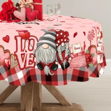 1 buah Taplak Meja Heksagonal Hari Valentine dengan Gambar 2 Kurcaci dan Hati Merah, Bahan Poliester, Cocok untuk Pesta Liburan, Dapur, Ruang Makan, Luar & Dalam Ruangan - s582 - View 5