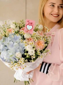 10个金属花束卡片夹，金银色圆形花朵照片夹，卡片留言花束夹，适用于情人节、婚礼、生日派对 - 彩色 - 查看 10