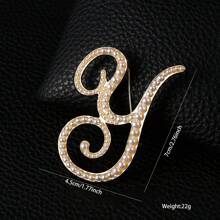 26pcs Pearl Letter Brooch Pins, Vintage Clothing Decorative Accessories, Anti-Slip Fastener Accessory