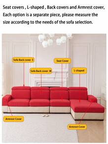1pc Water-Resistant, Non-Slip Sofa Seat Cover, Elastic Stretch, Pet Friendly, Solid Color Sofa Slipcover Fits L-Shaped Sectional & 1/2/3/4 Seater Sofa, All Season Use