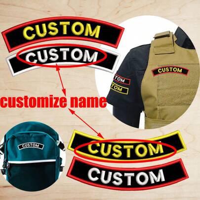 Customize A Curved Name Patch Armband, Sleeve Trim, Bag Tag