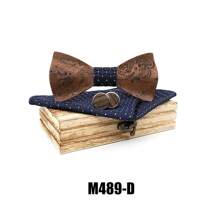 Wooden Bowknot Gravata 3D Paisley Design With Handkerchief And Cufflinks ,Wedding Groom Gift Butterfly For Men's Suit Shirt Necktie Jewerly Accessory