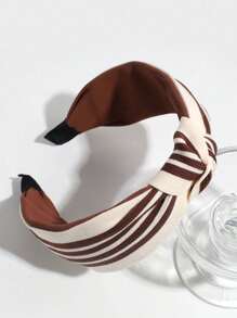 1pc Elegant Fashionable Minimalist Wide-Brimmed Knotted Striped Headband For Women, Suitable For Daily Wear