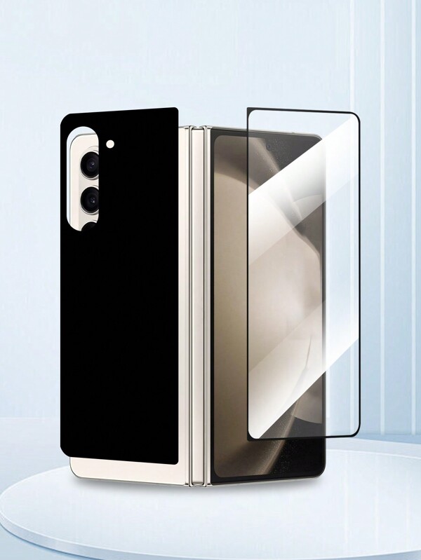 3 Peças Protetor de Tela de Vidro Temperado 3D Curvo para Galaxy Z Fold 3/4/5/6, Cobertura Total da Tela, Anti-impressão Digital Eletrolítico, Resistente a Arranhões, Película de Proteção Traseira Anti-Choque