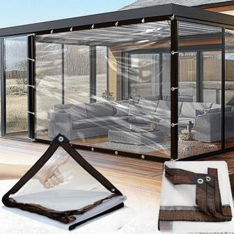1pc Multipurpose Transparent Rain Cover, Waterproof Windproof PVC Canvas - Easy Installation, Suitable For Outdoor Garden, Patio, Balcony Protection, Plants Etc.