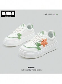 Women's Breathable Casual Sneakers With Thick Sole And Hidden Heel, Cute Style