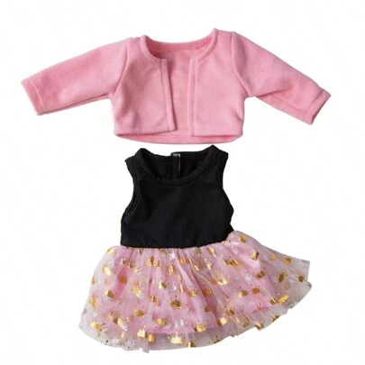 16-18inch Rainbow Stripe Asymmetric Shoulder Dress & Romper Set, Suitable For 43cm Reborn Dolls, Accessories Only (Doll Not Included)