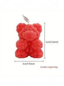 1 pieza Vela aromática en forma de oso de rosas hecha a mano DIY, decoración creativa para el dormitorio. Regalo del día de San Valentín, cumpleaños, graduación