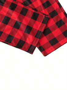 Christmas Parent-Child Pajamas, Plaid Print Long Sleeve Lapel Shirt, Pants, Dress, Jumpsuit, Dog Triangular Bib