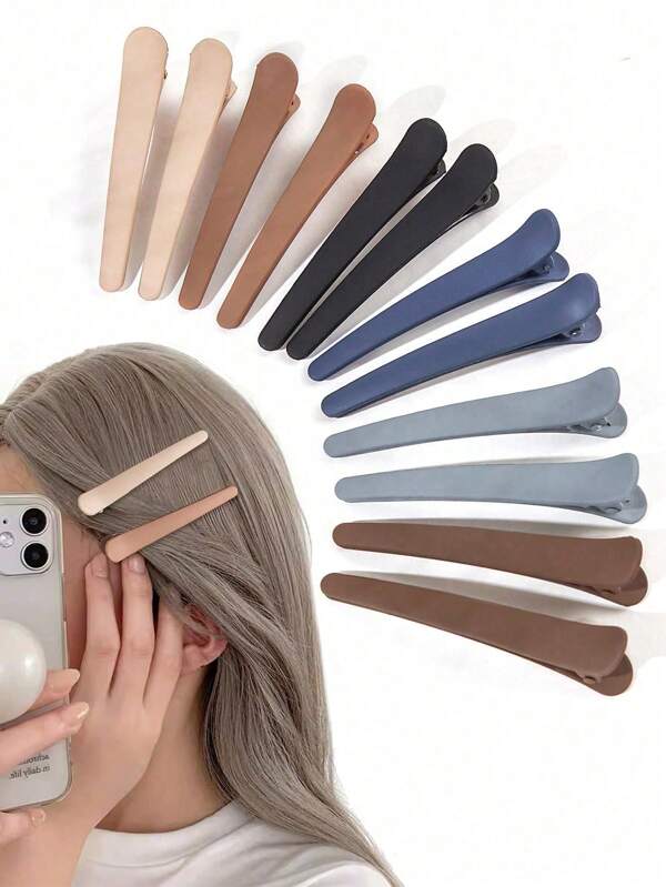 12 Peças Grandes Clipes de Divisão de Cabelo, Clipes de Salão para Corte de Cabelo, Lavagem, Maquiagem e Penteado, Acabamento Fosco Grampos de Cabelo para Mulheres Grampos de Cabelo em Forma de Garra Presilhas de Cabelo