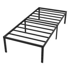 VA-Estructura de cama de metal cerúleo de 41,5 cm de altura con espacio de almacenamiento debajo de la cama - estructura de cama de metal con plataforma para adolescentes y adultos - negro