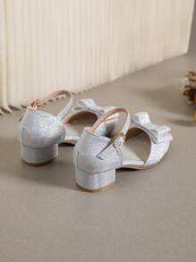 Girls Bowknot Decor Party High Heeled Shoes, Suitable For Spring/Summer