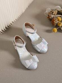 Girls Bowknot Decor Party High Heeled Shoes, Suitable For Spring/Summer