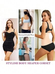 1pc Waist Trainer Cincher Belt, Body Shaper Waist Trimmer For Sports & Yoga, Figure Slimming - Apricot - View 4