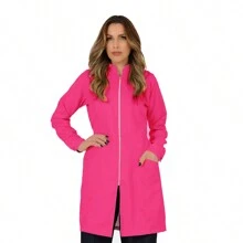 Women's Fitted Lab Coat With Zipper And Puff Sleeves Evi - Pink - View 1