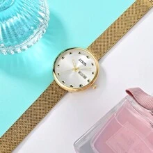 ZOEA EZ8073 Men's Gold Quartz Watch 30M Waterproof Mesh Belt