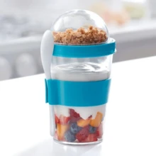 Vaso Para Yogurt Cereal Lunch Portátil - Azul - Ver 3