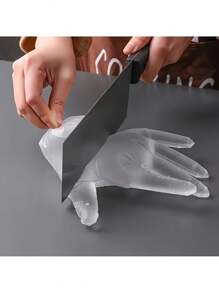 100 pièces de gants jetables en TPE - sans latex et sans poudre, imperméables pour la cuisine, la pâtisserie, le nettoyage, les salons, transparents pour une utilisation domestique, le salon de coiffure, le restaurant, l'hôtel