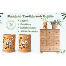 Bamboo Toothbrush Holder Bamboo Toothbrush Accessories Toothbrush Pen Makeup Brush Organizer  (Circular )
