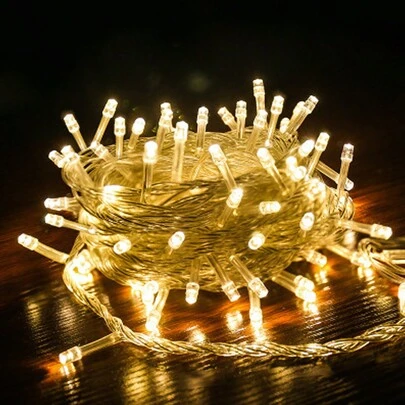 أضواء سلسلة LED 80 بطول 10 متر، أضواء زخرفية، أضواء سلسلة LED خارجية بطول 1.5 متر/3 متر/6 متر/10 متر، أضواء جنية تعمل ببطارية، أضواء LED لون أبيض دافئ للديكور الخارجي والمنزل والحفلات والأعياد (البطارية غير مشمولة)، ديكورات عيد الميلاد، هدايا عيد الميلاد، ديكورات عيد الميلاد