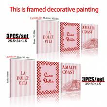 3 件意大利印刷品套装、帆布墙海报、墙面艺术、Ciao Bella 印刷品、阿马尔菲海岸印刷品、时尚墙面艺术、意大利引文印刷品、墙面艺术装饰壁画、家居装饰、海报艺术、卧室客厅走廊装饰 - 彩色 - 查看 4