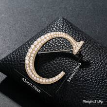 26pcs Pearl Letter Brooch Pins, Vintage Clothing Decorative Accessories, Anti-Slip Fastener Accessory