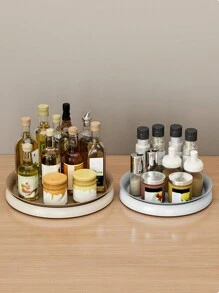 1 件旋转香料和用品收纳架 - 大容量厨房调味品、调味料储存容器、多功能桌面化妆品收纳托盘，适用于厨房、浴室、客厅和卧室