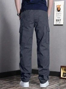 1pc Teen Boy Casual Loose Fit Cargo Pants, Straight Leg, Outdoor Sports, Suitable For Spring & Autumn - Dark Grey - View 2