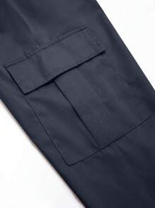 1pc Teen Boy Casual Loose Fit Cargo Pants, Straight Leg, Outdoor Sports, Suitable For Spring & Autumn - Dark Grey - View 4