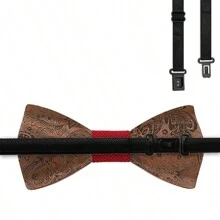 Wooden Bowknot Gravata 3D Paisley Design With Handkerchief And Cufflinks ,Wedding Groom Gift Butterfly For Men's Suit Shirt Necktie Jewerly Accessory