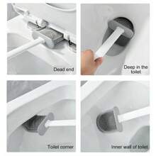 Upgraded Bathroom Silicone Bristles Toilet Brush Creative Cleaning Holder Set US Bathroom Decor Summer - 1 - View 8