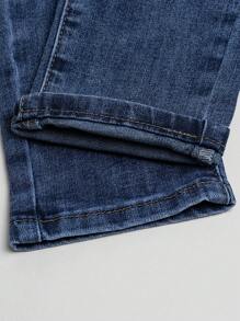 Jeans jovem moderno elástico desgastado lavagem confortável casual azul claro jeans