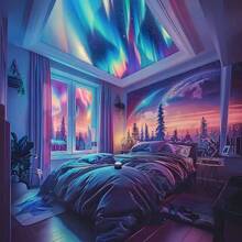 1pc Multifunctional Northern Lights Night Light - 7 Color Remote Control Projection, Dreamlike Bedroom And Living Room Ambiance, Ideal Holiday Gift