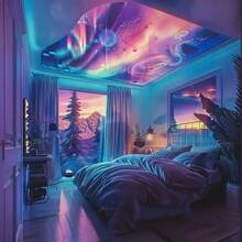 1pc Multifunctional Northern Lights Night Light - 7 Color Remote Control Projection, Dreamlike Bedroom And Living Room Ambiance, Ideal Holiday Gift