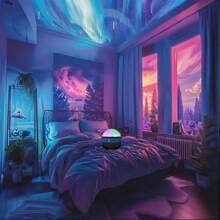 1pc Multifunctional Northern Lights Night Light - 7 Color Remote Control Projection, Dreamlike Bedroom And Living Room Ambiance, Ideal Holiday Gift