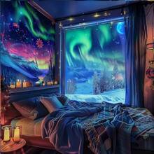 1pc Multifunctional Northern Lights Night Light - 7 Color Remote Control Projection, Dreamlike Bedroom And Living Room Ambiance, Ideal Holiday Gift