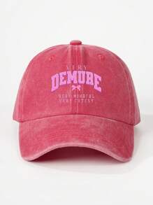 1 件印花 DEMURE 水洗棒球帽，可调节休闲太阳帽，适合户外旅行海滩，适合女性、春秋季、Y2K 风格情人节 - 棒球帽 - 查看 4