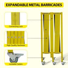 NANSTATA Expandable Industrial Metal Barricade - 11.8 / 19.8 Ft. Retractable Portable Security Barrier With Swivel Function, Warning Plate And Casters, Yellow With Black Traffic Fence, Mobile Security Barrier Gate. - Black and Yellow - View 7