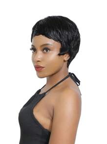 Short Wig With Bangs Pixie Cut Bangs Wig Human Hair Machine Made Wig For Women