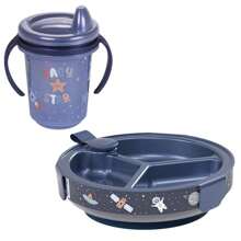 Prato termico infantil com copo transição alça trio prato ventosa kit 2 itens