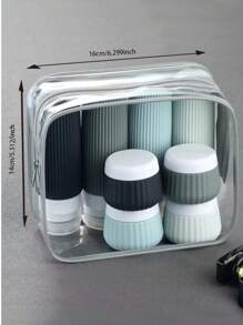 8-Piece Travel Toiletry Bottles Set, TSA Approved 3oz/85ml Travel Size Bathroom Essentials, Travel Containers With Clear Bag, Leakproof Silicone Squeeze Tube 90ml And 30ml Travel Size Cream Jars, Essential For Traveling, Cruises And Vacations - Multicolor - View 5