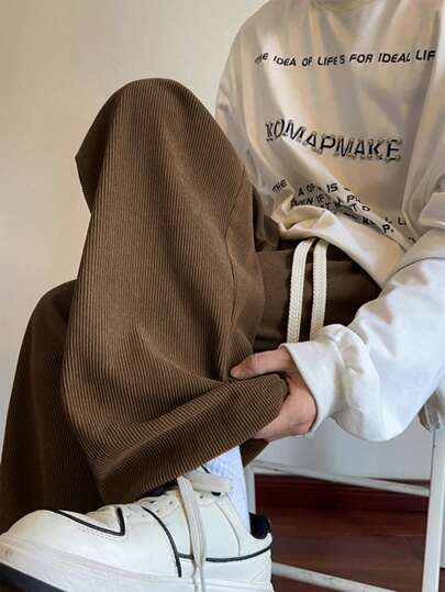 Vintage amerikanischer Stil Cord Gerade Bein Hose, lässige khakifarbene Lange Hose für Herren, für Herbst Winter