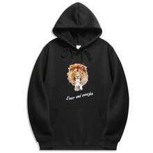 Women's Sweatshirt With LION AND SHEEP Print - 黑色 - 查看 1