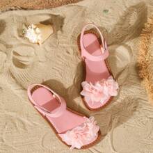 زوج واحد من الصنادل الكاجوال للبنات/الأطفال المزينة بالفراشات والزهور، مناسبة لفصلي الربيع والصيف