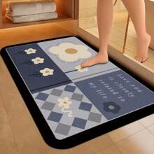 Floral Bathroom Absorbent Rug, Water Absorbent Mat, Quick Dry Non-Slip Doorway Mat, Foot Pad, Bathroom Kitchen Carpet, Outdoor Mat, Home Mat Entryway Decor Bathroom Kitchen Decor