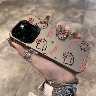  Sanrio Official Authorized Laser Shell Matte Gradient Lines Kitty Full Coverage Anti-Fall Phone Case, Compatible With Iphone